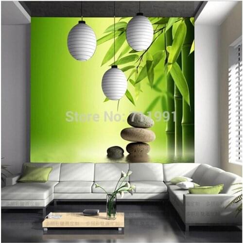 Custom nature Wallcoverings,3D large murals for living room restaurant entrance TV Background wall fresh bamboo leaves