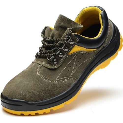 Plus size mens fashion steel toe covers work safety shoes cow suede leather worker shoe tooling security boots protect footwear