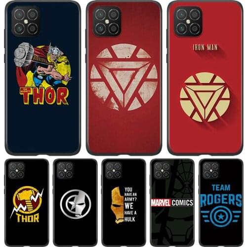 Silicone Cover Marvel Avengers Hero Logo For Huawei Nova 8 7i 6 5T 5i 5Z 4E 3i 3e 2i SE PRO Lite 4G 5G Black Phone Case