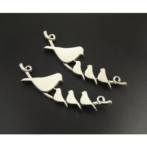 5pcs Bird On Branch Charm Connector Mother Love A Warm Family For DIY Jewelry Making Findings 22x66mm
