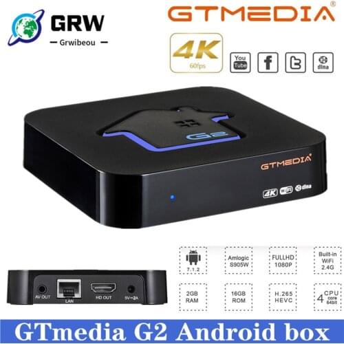 GTmedia G2 Android TV Box, 4k Ultra HD Amlogic S905W Quad Core ARM 2GB + 16GB 2.4G WIFI Smart Cast Media Player Set Top Box