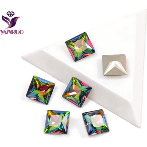 YANRUO 4447 All Sizes VM Princess Square Sewn Stones Strass Glass Rainbow Rhinestones Diamonds Rhythmic Gymnastics Swimwear Gems