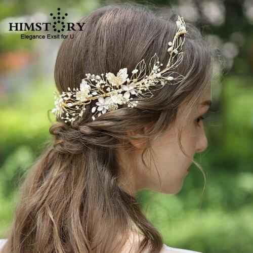 Vintage Golden Leaf Round Wedding Headband Women Tiaras Crown Bridal Hair Vine Headpiece Party Hair Jewelry Dress Accessories
