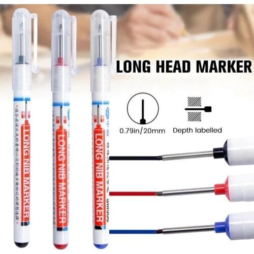 1/3pcs Long Head Bathroom Woodworking Multi-Purpose Marker Deep Drill Hole Long Nib Water Resistant Marker Pens NK-Shopp