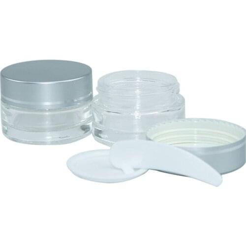 10PC Volume 5g 10g 20g 50g Clear Glass Reusable Cosmetic Sample Bottle with Cap Leakage Proof Cream Lip Gloss Salves Jar Bottles