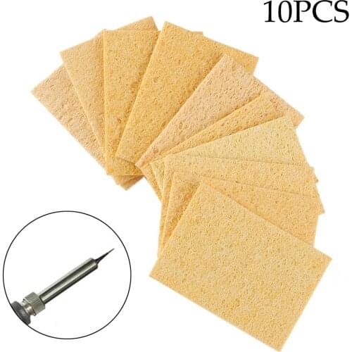 10PCS Yellow Electric Welding Soldering Iron Cleaning Sponge Pads Enduring Scouring High Temperature Resistance Cleaning Tools