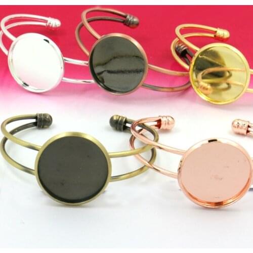 2pcs/lot Bangle Settings Bracelets DIY Making Accessories 20mm 25mm Round Blank Cabochon Bracelet Base Trays