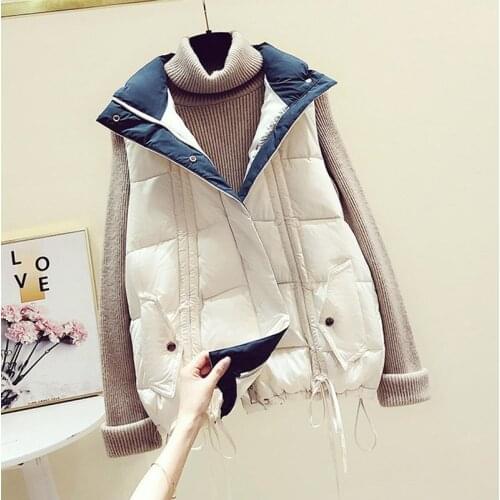 2020 Fashion Down Cotton Vest Female Casual Loose Sleeveless Warm Waistcoat Woman Jacket Oversized Mujer Chaqueta Winter Vest