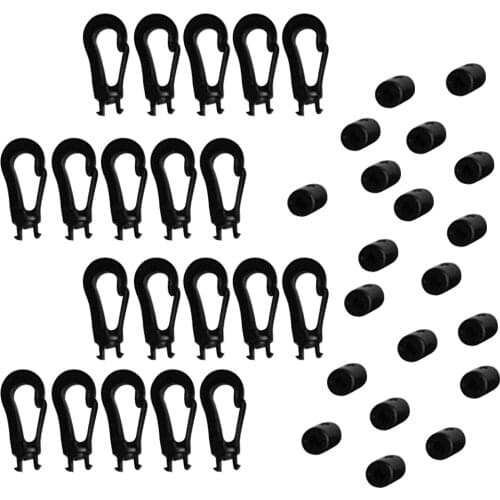 20x Bungee Shock Elastic Cord End Karabiner Hooks for 5mm Cord Rope
