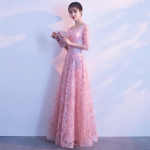 Banquet evening dress female 2019 new elegant dignified long temperament ladies slim bridesmaid dress Vestidos Size S-XXL