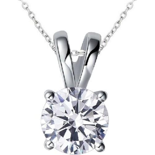 Big Sale Fashion Costume Jewelry silver Plated Round Shape Cubic Zirconia Micro Inlay Pendant Necklace collares mujer