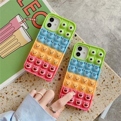 Cartoon Monster iPhone case Push bubble Thinking Chess for 6/7/8plus X Xs XR 11/12promax 12Mini SE Childrens Educational Toys