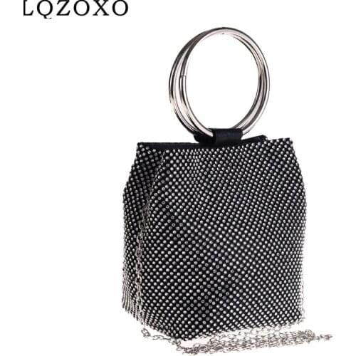 Crystal ladies handbags with handle clutch diamonds purse bag Bucket brand design women evening bags