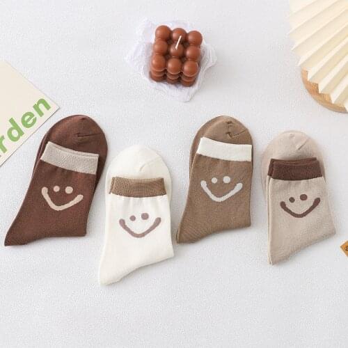 Childhood Smiling Face Kawaii Armani Collezioni Woman Socks Cotton Japanese Hrajuku Style Funny Socks Womens for Spring Autumn