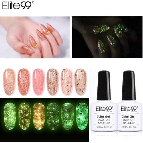 Elite99 10ml Luminous Rose Gold Gel Nail Polish Shimmer Glitter Hybrid Varnish Semi Permanent Soak Off Nail Art Manicure Lacquer