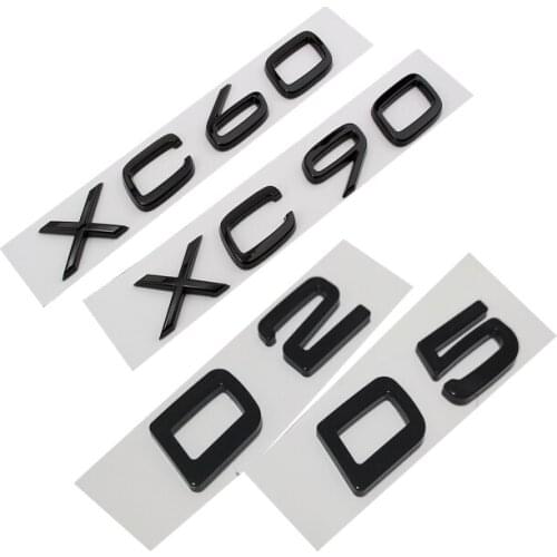 Glossy Black D5 D2 XC90 XC60 Letter Logo Sticker Rear Sticker for Volvo XC90 XC60 D5 D2 T5 T6 T8 AWD Volvo Trunk Sticker ABS