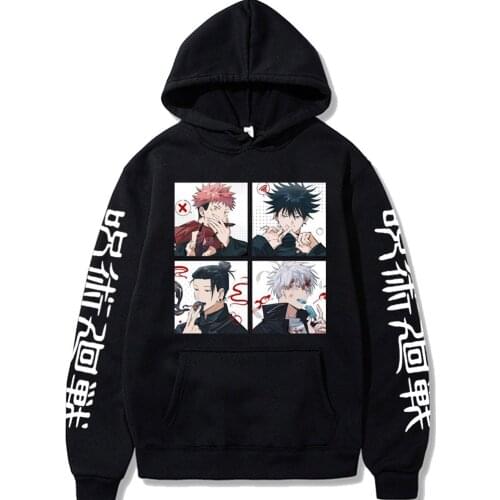 Hot Anime Jujutsu Kaisen Printing Hooded Streetswear Casual Sweatshir Funly Anime Harajuku Gojo Satoru Men Women Unisex Tops