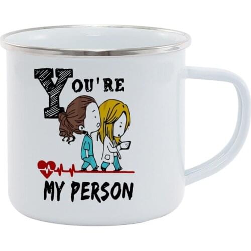 Stainless Steel You're my person Coffee Cup Christmas Outdoor Halloween Fall Metal Enamel Camp