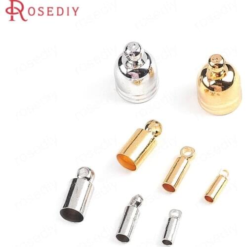 20PCS inside 1.5MM 3MM 5.5MM 24K Gold Color Brass Leather Rope Wire Tassel Caps High Quality Diy Jewelry Findings Accessories