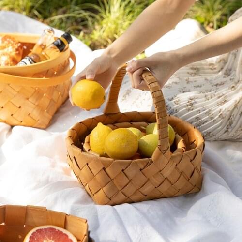 MDZF SWEETHOME Storage Basket Straw Ratt Basket Bread Vegetable Fruit Egg Kitchen Living Room Desktop Storage Basket With Handle