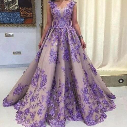 SuperKimJo Lace Applique Purple Prom Dresses Long Sleeveless Elegant Luxury Prom Gown Vestido De Festa De Longo