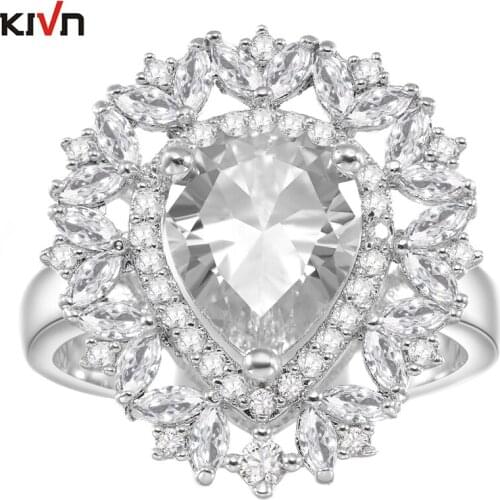 KIVN Fashion Jewelry Princess CZ Cubic Zirconia Bridal Wedding Engagement Rings for Women Girls Mothers Birthday Christmas Gifts