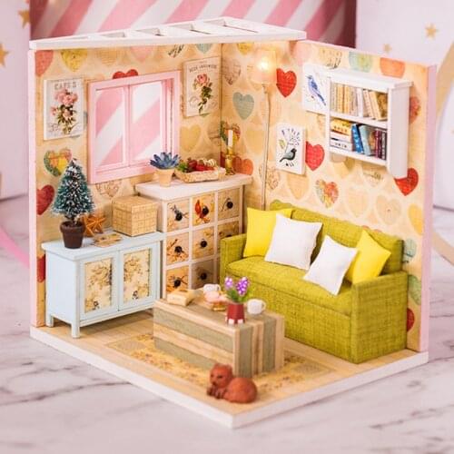 Diy Miniature DollHouse Building Kits Handmade Little House Roombox Toys For Children Birthday Gift Wooden Doll Houses Furniture