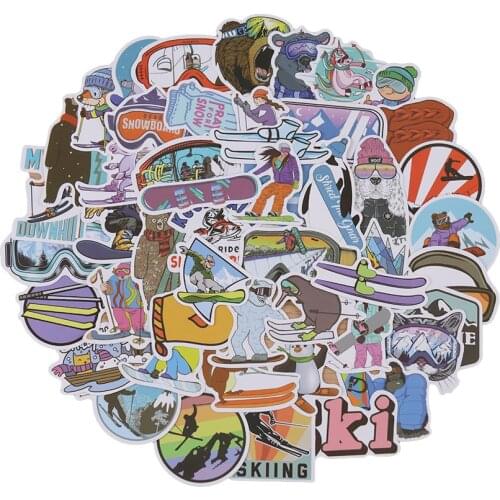 50PCS Winter Style Snow Mountain Skiing Graffiti Stickers Luggage Laptop Skateboard Snowboard Refrigerator Sticke