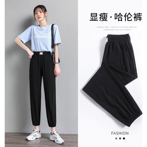 Newest Fashion Summer Skinny Girl Women Plus Size Casual Stretch Harem Sweatpants Lady Slim-Leg Pants Loose High Waist Trousers