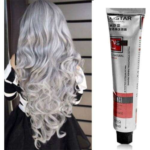 New 1Pc 100Ml Fashion Smoky Gray Punk Style Light Gray Silver Color Nature Permanent Super Hair Dye Cream Girls Beauty Hair