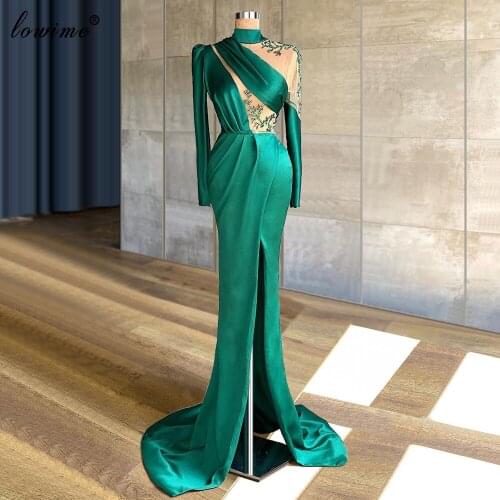 Long Sleeves Vintage Green Evening Dresses Muslim платье 2021 Sexy Celebrity Dresses For Women Gorgeous Wedding Party Gowns