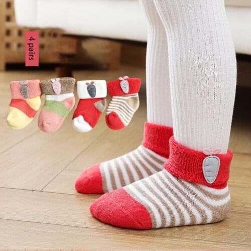 Autumn and Winter Pure Cotton Baby Socks Thickened Warmth Newborn Baby Tube Socks Terry Socks 0-1-3 Loose Mouth Socks
