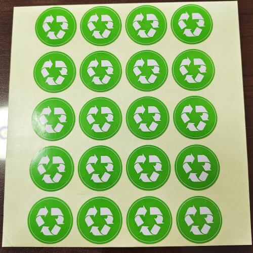 10000pcs/lot, 25mm, RECYCLE,Environmental protection,green,Self adhesive sticker,Item No.GU15