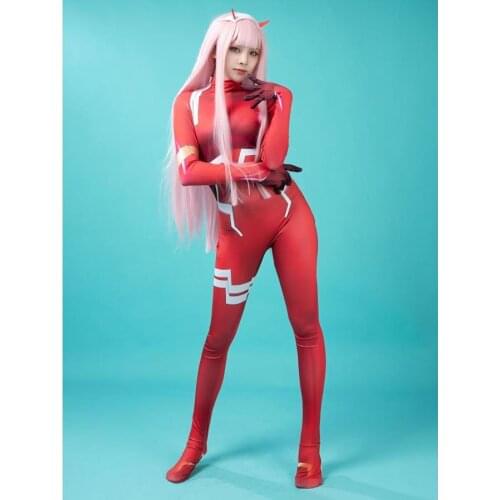 ProCosplay DARLING in the FRANXX 02 Zero Two Red Tight Cosplay Costume Halloween Worker Pilot mp005636