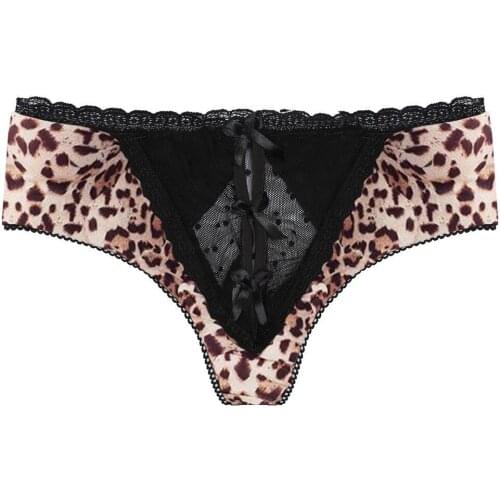 Plus Size Leopard Patchwork Panties Women Sexy G-string Briefs Underwear Lace Polka Dot Transparent Underpanties Стринги Женские