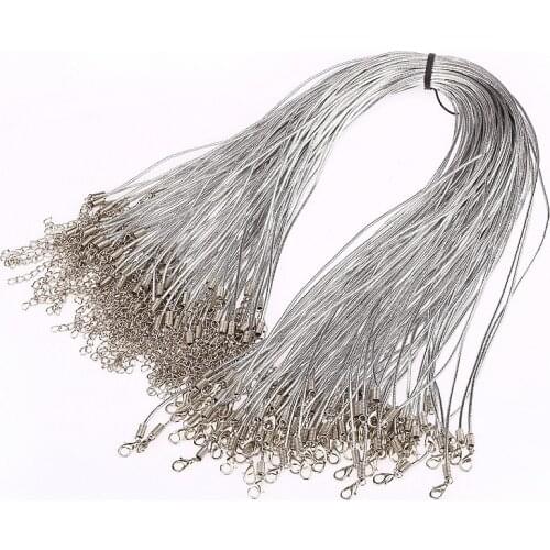 Silver Color wax cord rope thread necklace tone lobster clasp chocker necklace fit pendant DIY fashion jewelry 100pcs 1.5mm