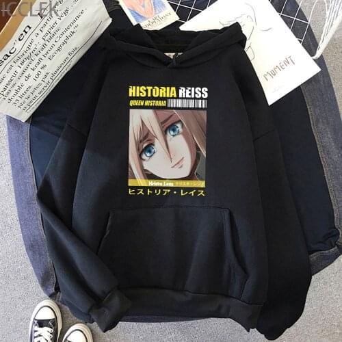 Anime Attack on Titan Pullovers Tops Long Sleeves Hoodie Male Cloth Historia Reiss Print Kawaii Clothing Aesthetic Sweatshirt