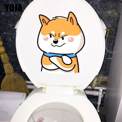 YOJA 17.9×23.4CM Angry Pet Dog Funny Kids Room WC Toilet Stickers Home Bedroom Decoration T1-2406
