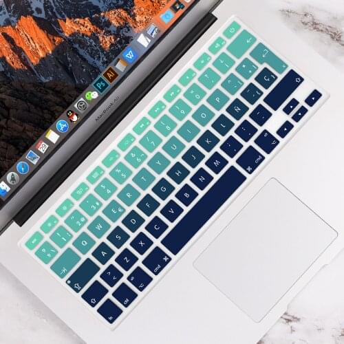 EU Enter Spanish Version Keyboard Skin Film Cover Protector For MacBook Air 13 13.3 inch A1466 A1369 2010-2017 Gradient Color