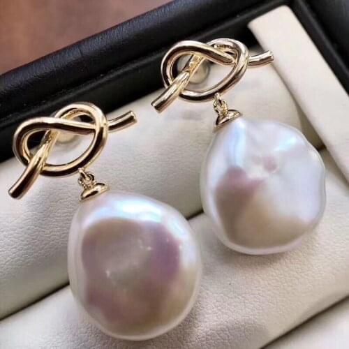 WT-E543 Teardrop Shape Pearl Earring Bowknot Stud&Freshwater Pearl Earring Bridesmaids Pearl Wedding Jewelry Gift For Women