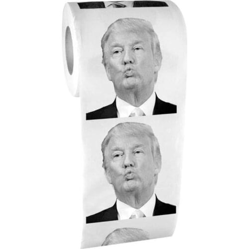 1 Roll Funny Toilet Paper Roll President Donald Trump Prank Toilet Paper Bathroom Tissue Napkin Paper for Home Restaurant