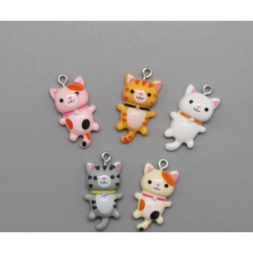 10Pcs Cute Animal Resin Cat Pendant Charms For DIY Making Bracelets Necklace Earrings Flat Back Cabochon Jewelry Accessories