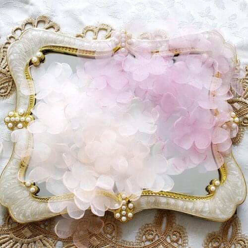 100PCS White Pink DIY Handmade 3D Flower Wedding Dress Ingredients Pyrographic Eugen Yarn Headwear Materials RS425