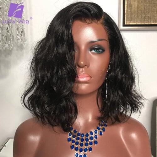 200% Density 5x5 Short Bob Human Hair Silk Base Wig Brazilian Remy Human Hair Closure Wigs Natural Wave Fake Scalp Wigs Luffywig