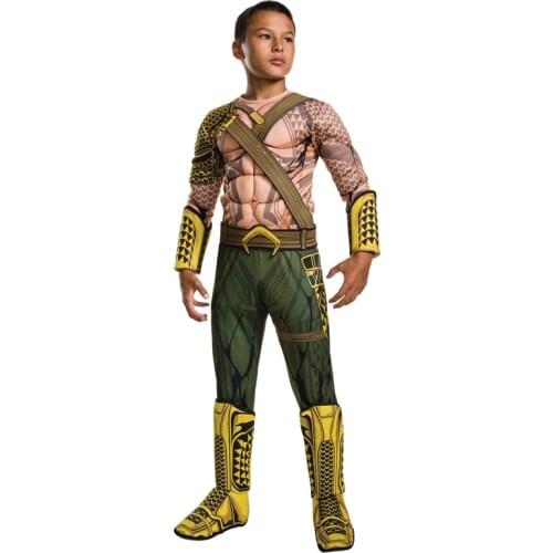 2018NEW ARRIVAL Deluxe Child Muscle Dawn of Justice Aquaman Halloween Costume Boys DC Superhero Cosplay