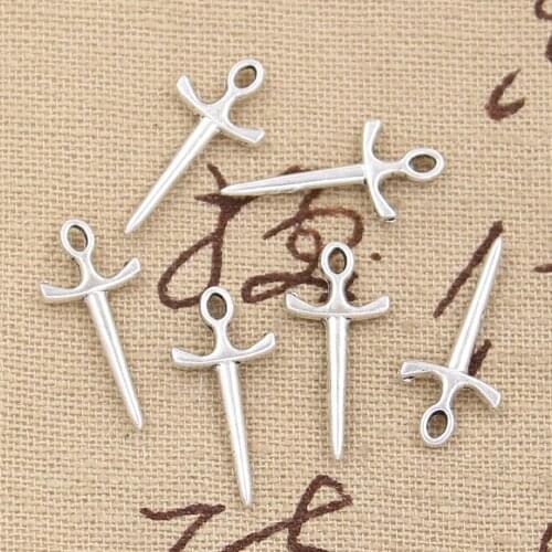 50pcs Charms Dagger Sword 21x10mm Handmade Craft Pendant Making fit,Vintage Tibetan Silver color,DIY For Bracelet Necklace