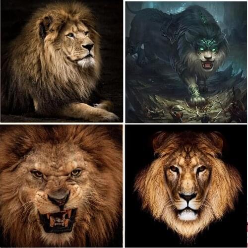 Ferocious Lion 5D Diamond Painting Kits Resin Mosaic Full Square Drill Animal Embroidery Home Decoration Full Round Cross Stitch
