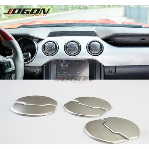 6Pcs S.Steel Silver For Ford Mustang 2015-2019 Car Accessories Central Console Dasboard Air Vent Outlet AC Cover Ornament Trim