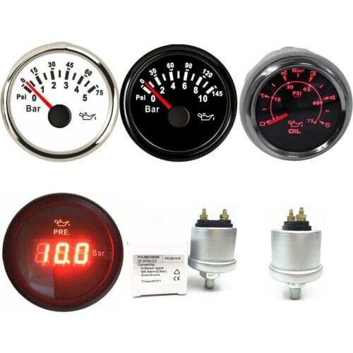 1pc M10x1 NPT1/8 Auto Boat Mechanical Oil Pressure Sensors 6-24v 0.5bar or 0.8bar Alarm 0-5bar 0-10bar Oil Pressure Meters 9-32v