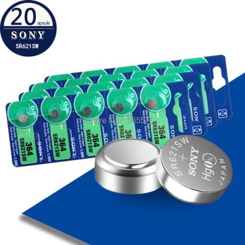 20pc FOR SONY 1.55V AG1 LR621 364 164 531 SR621 SR621SW SR60 SP364 TR621 Button Batteries For Watch Toy Remote Cell Coin Battery